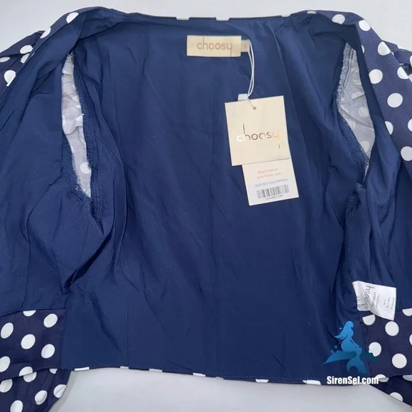 1160 NWT Choosy Infinity Wrap Top – Size Small – Navy/White Polka Dot - Picture 5 of 13